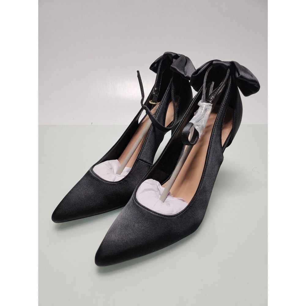 ZBY Black Ankle Bow High Heels Size 7 eb